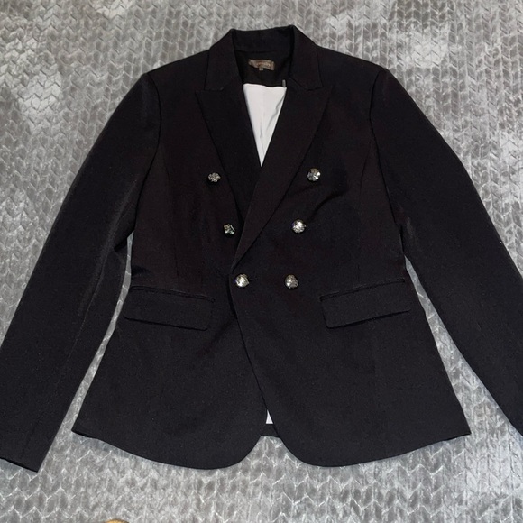 Crosby. Double Breasted Lined Blazer.  Black with gray lining. Size 6. - Picture 1 of 12